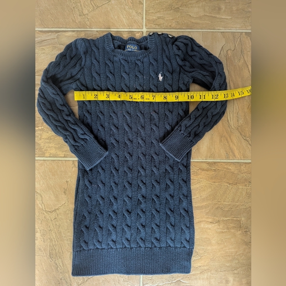 Girls Polo Ralph Lauren Navy Blue Cable Knit Sweater- Size Small - Picture 3 of 5